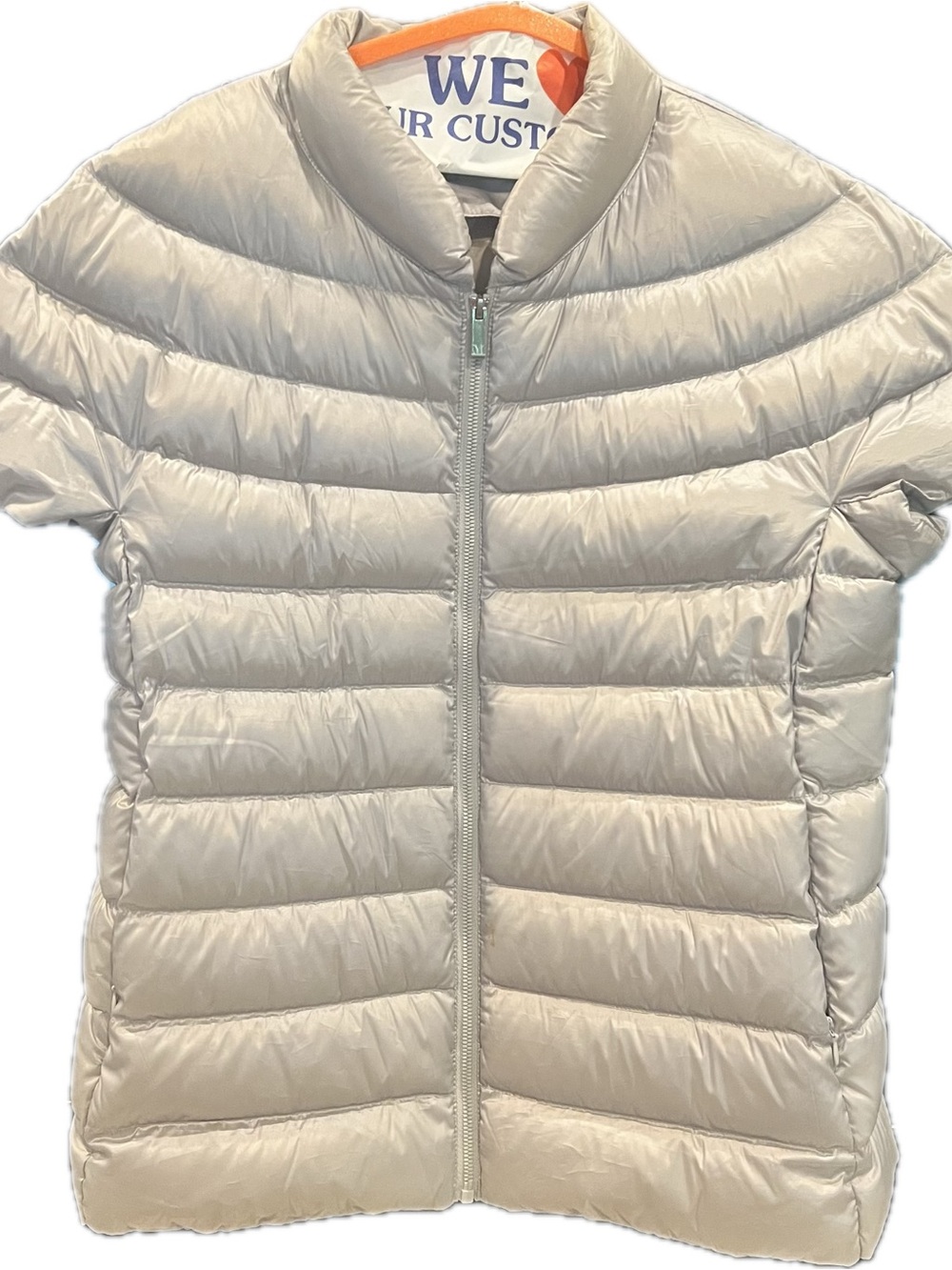 Martha Stewart Silver Packable Short-Sleeve Puffer Jacket